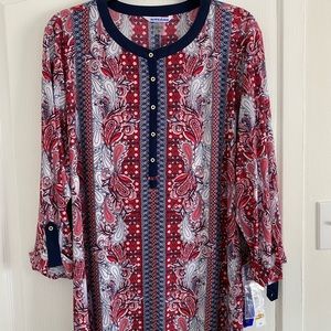 NWT Nygard 3/4 sleeve patterned tunic PLUS